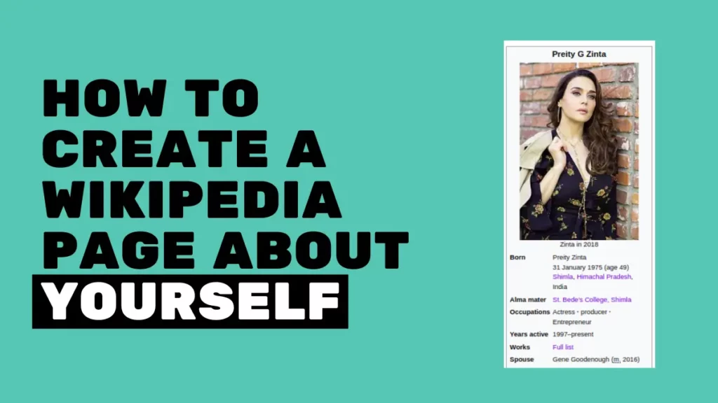 how to create a wikipedia page about yourself