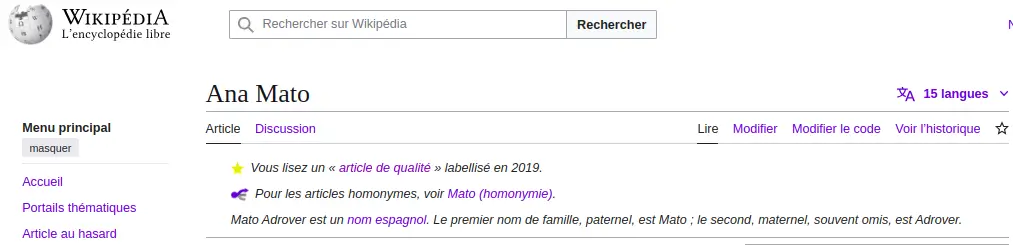 page wikipédia d'une femme politique