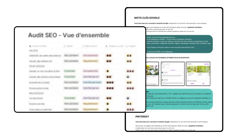 aperçu d'un audit de référencement naturel au format PDF