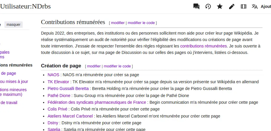 Comment je déclare les contextes de contribution sur ma page utilisateur sur wikipédia