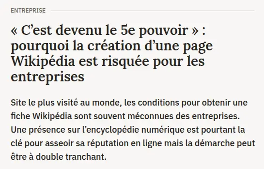 interview de nelly darbois pour le journal challenges sur wikipédia