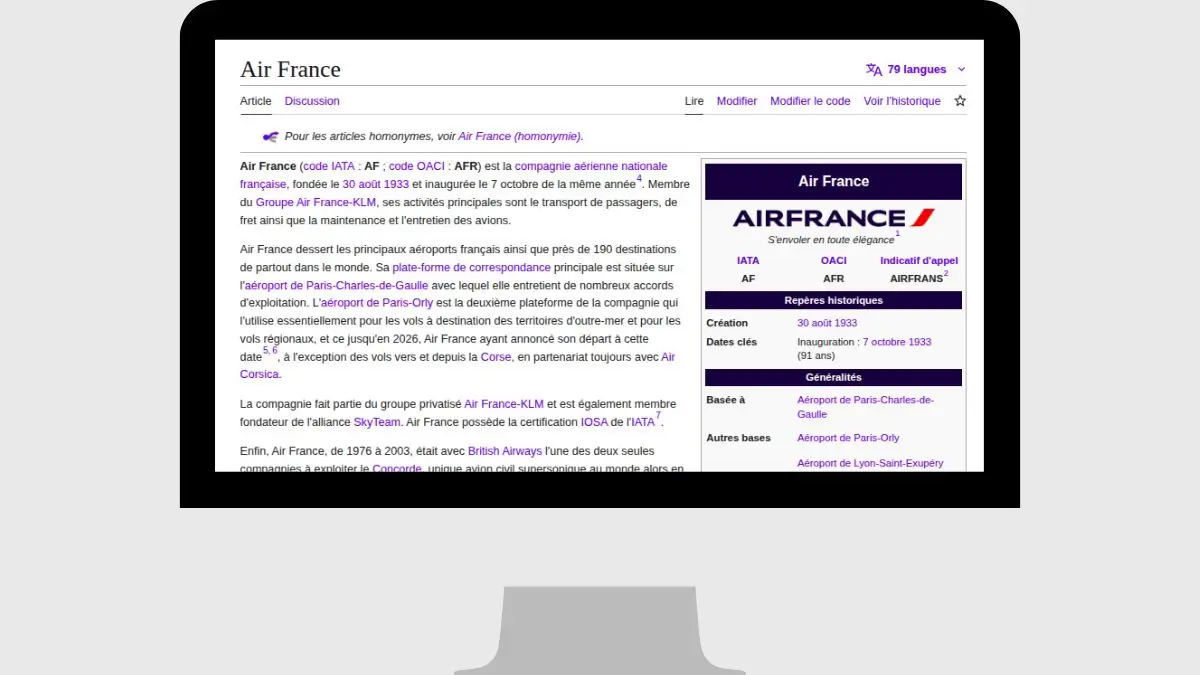amélioration pages wikipédia air france et air france klm