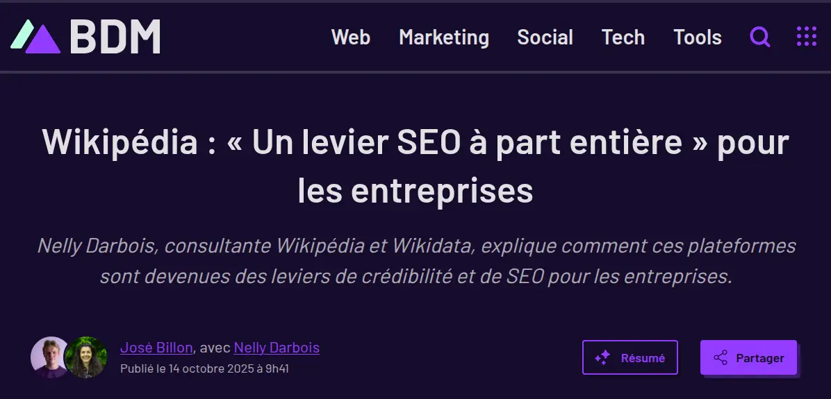 interview de Nelly Darbois sur Wikipédia et le SEO pour le blog du modérateur