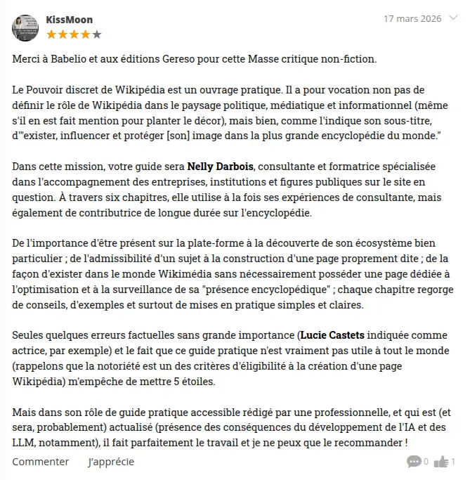 avis livre wikipédia le pouvoir discret babelio