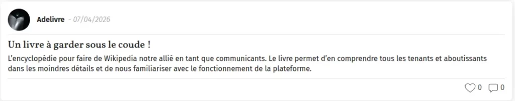 avis Le pouvoir discret de wikipédia déposé en avril 2026 sur la plateforme  Gleeph
